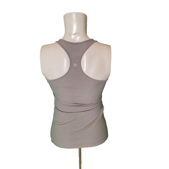 Lululemon Gray Cool Reversible Racerback Tank Contrast Stitch Reflective Logo 4 - Picture 4 of 7